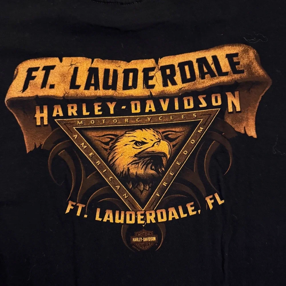 Vintage Harley-Davidson Ft Lauderdale Eagle T-Shirt Black Mens Medium 2005 USA - Picture 5 of 8